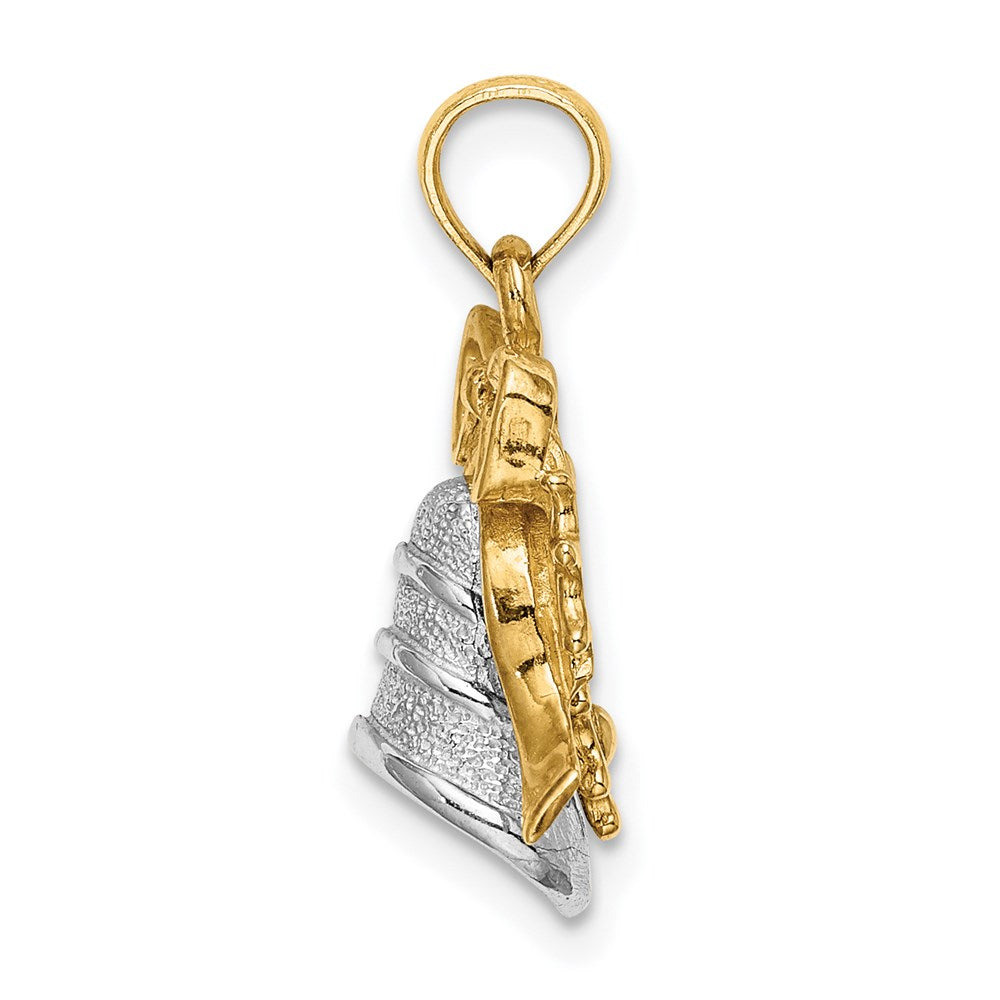 14k Two-Tone 3-D Christmas Bell and Holly Charm