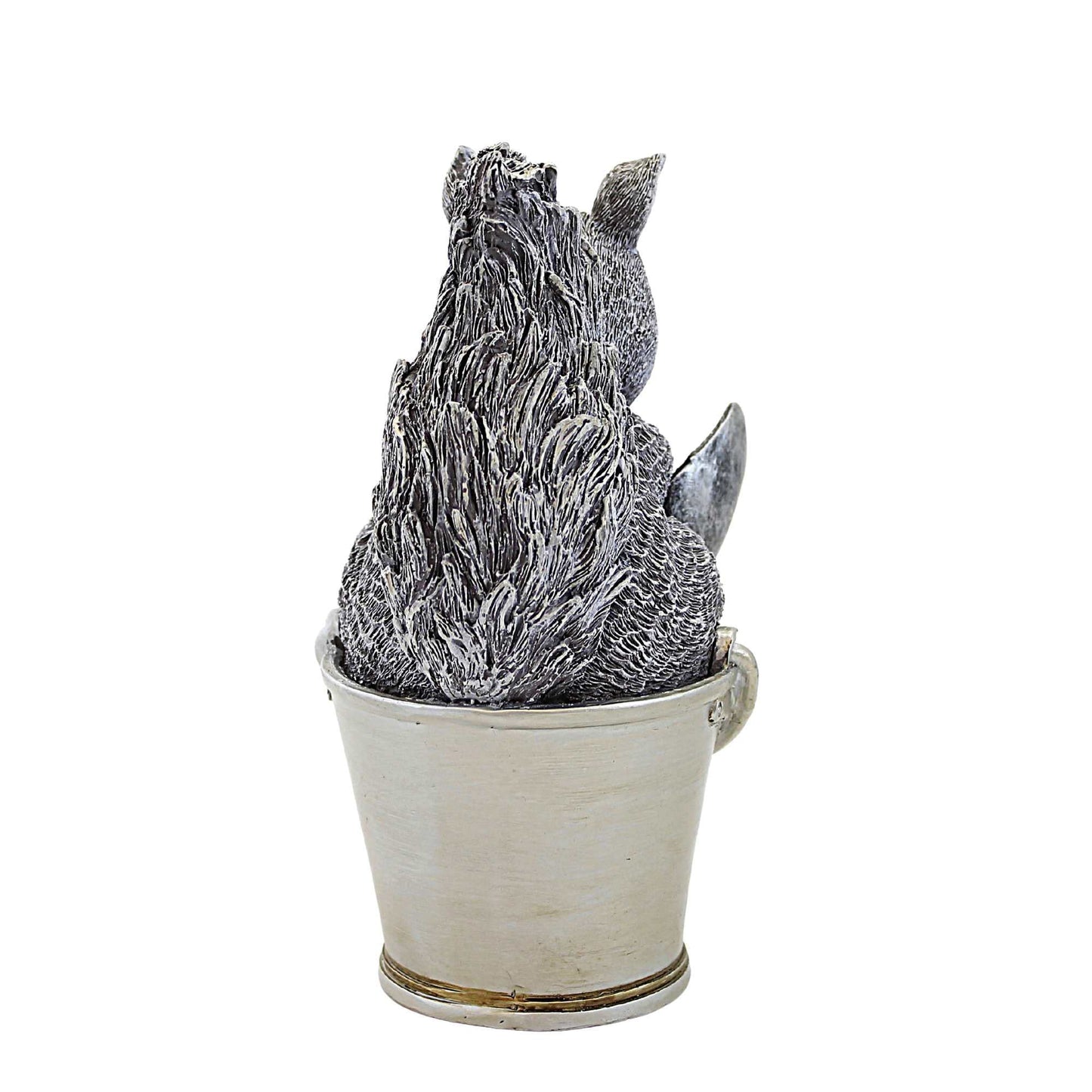 Roman Pudgy Pals Squirrel in Bucket Garden Statue, 9.25-inch Height, Outdoor Decoration