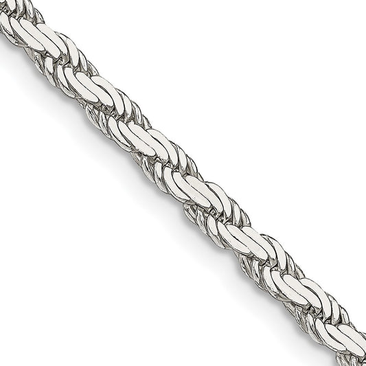 Sterling Silver 3.1mm Flat Rope Chain 16 Inches