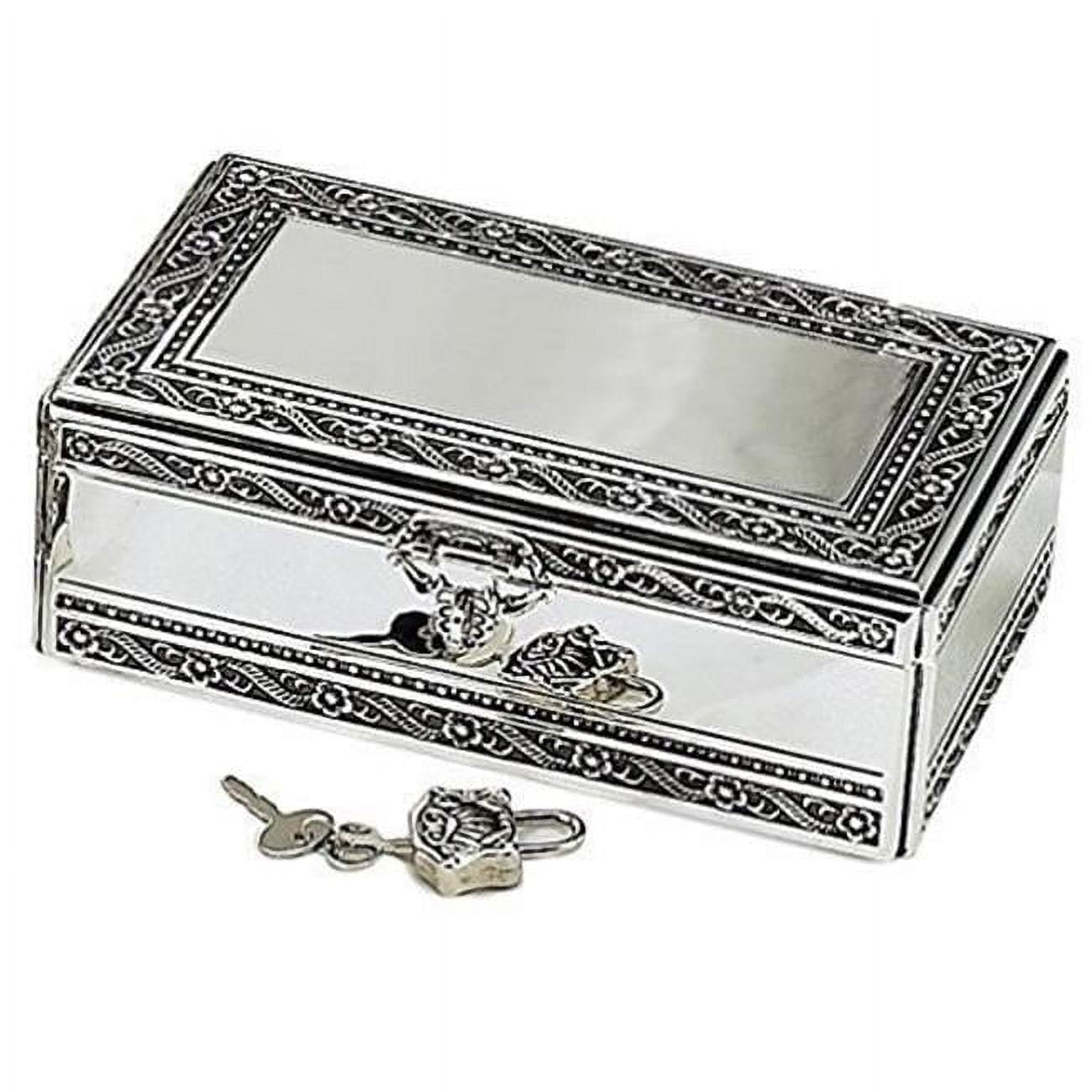 Leeber 86898 Elegance Silver Antique Silver Jewelry Box With Jeweled Lock
