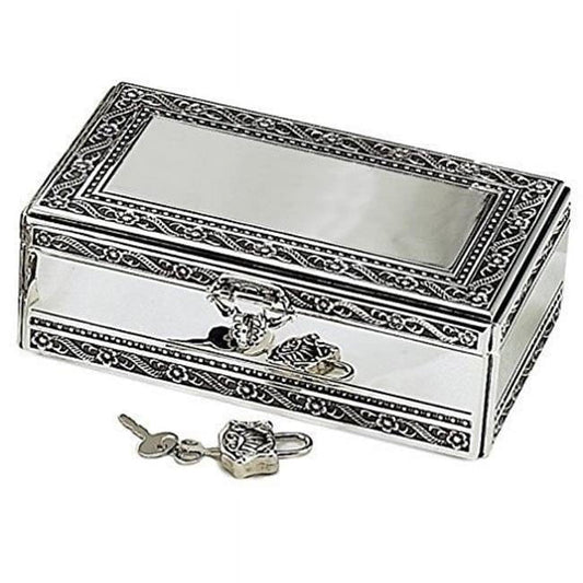 Leeber 86898 Elegance Silver Antique Silver Jewelry Box With Jeweled Lock