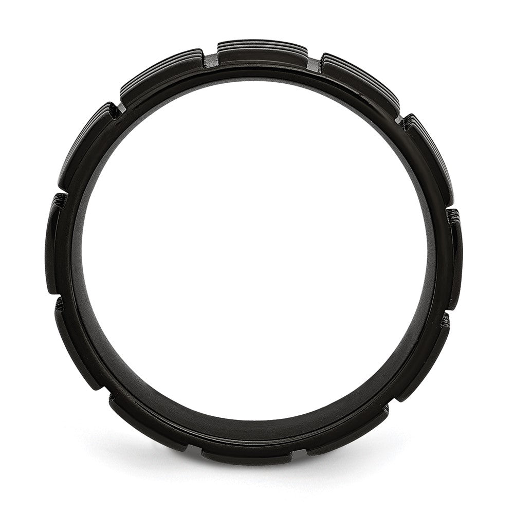 Titanium Brushed Black IP-plated 8mm Grooved Band Size - 7