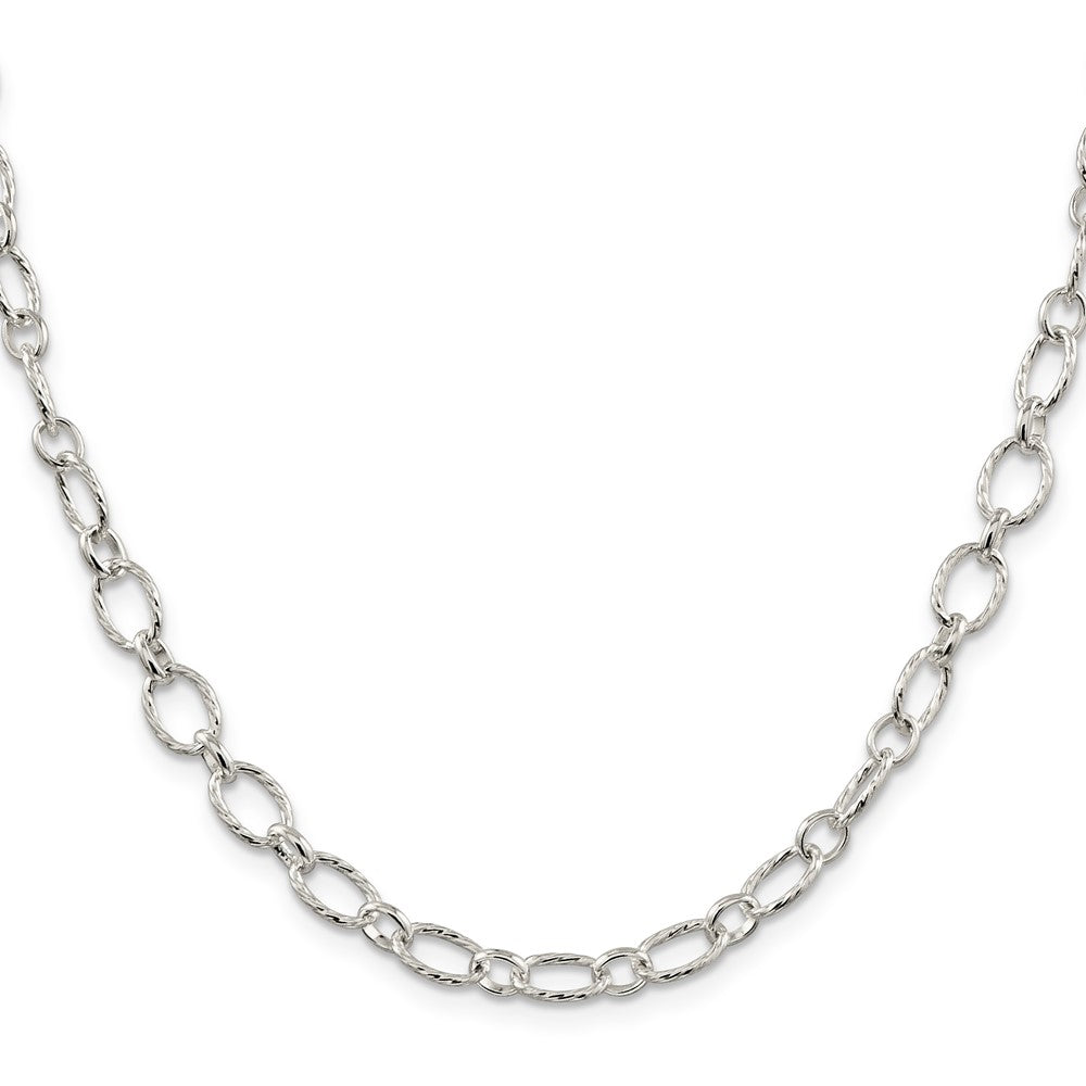 Sterling Silver 6.1mm Fancy Patterned Rolo Chain 18 Inches