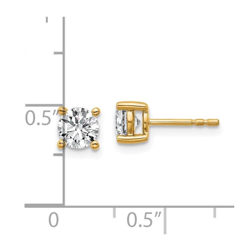14k Yellow Gold 1 ctw Certified Lab Grown Diamond VS+ F+ Round 4 Prong Heavy Wt. Stud Earrings