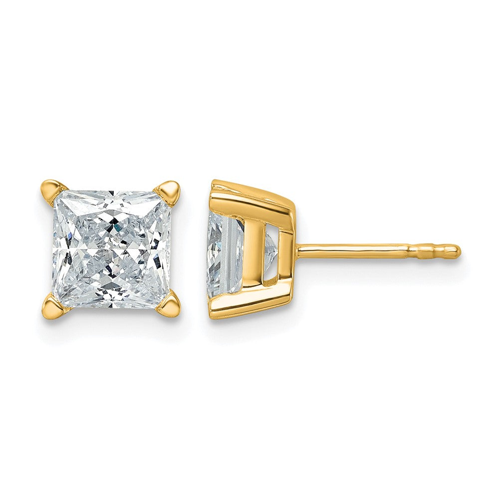 14k 3 carat Lab Grown Diamond VS/SI+ G+ Princess Complete Four Prong Stud Earrings