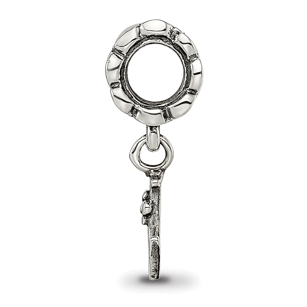 925 Sterling Silver Polished Artisan Oxidized Reflections Letter Name Personalized Monogram Initial L Dangle Bead Charm