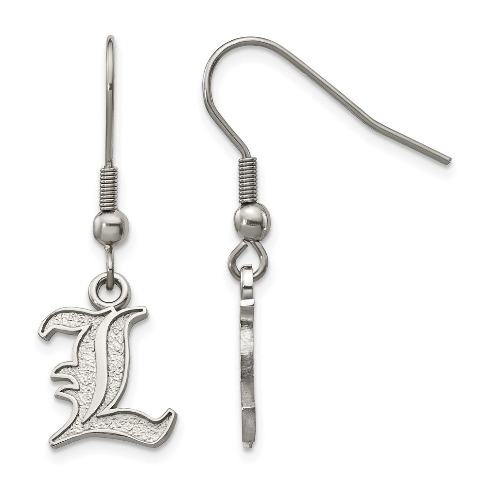 Stainless Steel LogoArt University of Louisville Letter L Dangle Wire Earrings QST517UL