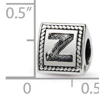 925 Sterling Silver Polished Artisan Oxidized Reflections Letter Name Personalized Monogram Initial Z Triangle Block Bea
