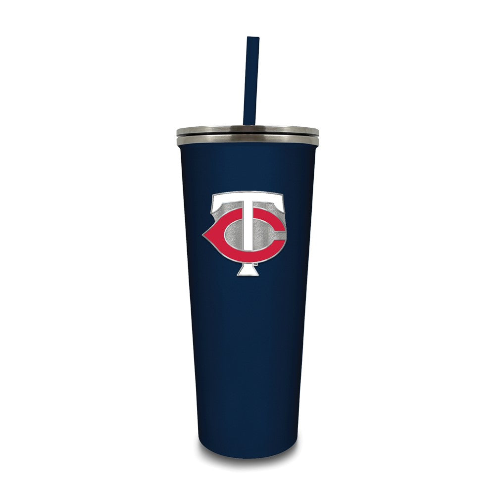 MLB Minnesota Twins Stainless Steel 24 ounce Skinny Tumbler with Emblem and Straw