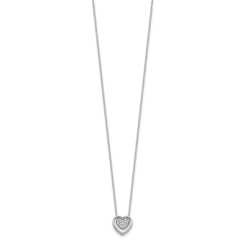 Cheryl M Sterling Silver Rhodium-plated Brilliant-cut CZ Double Heart 18 Inch Necklace 18 Inches