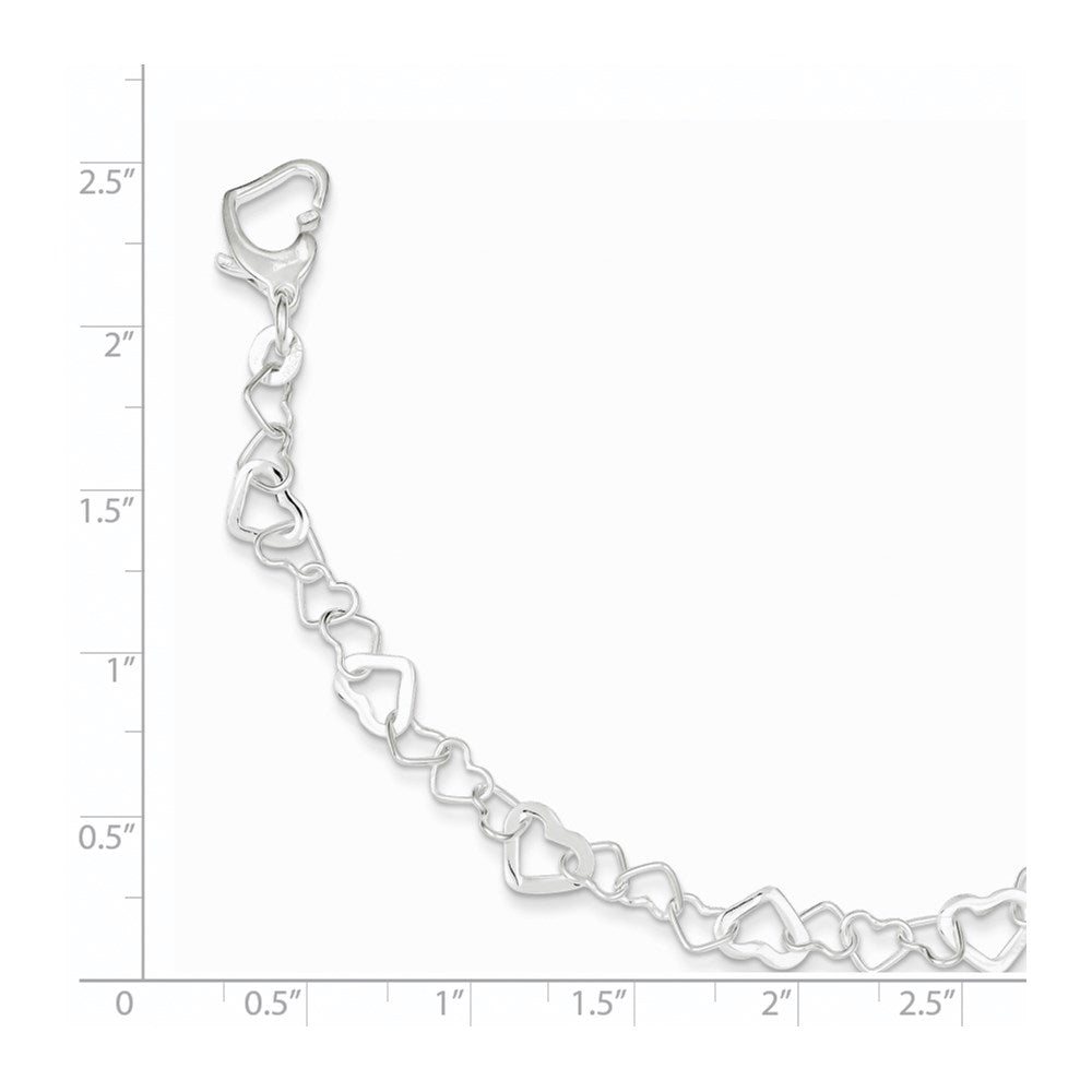 Sterling Silver Linked Heart Bracelet 7.5 inches