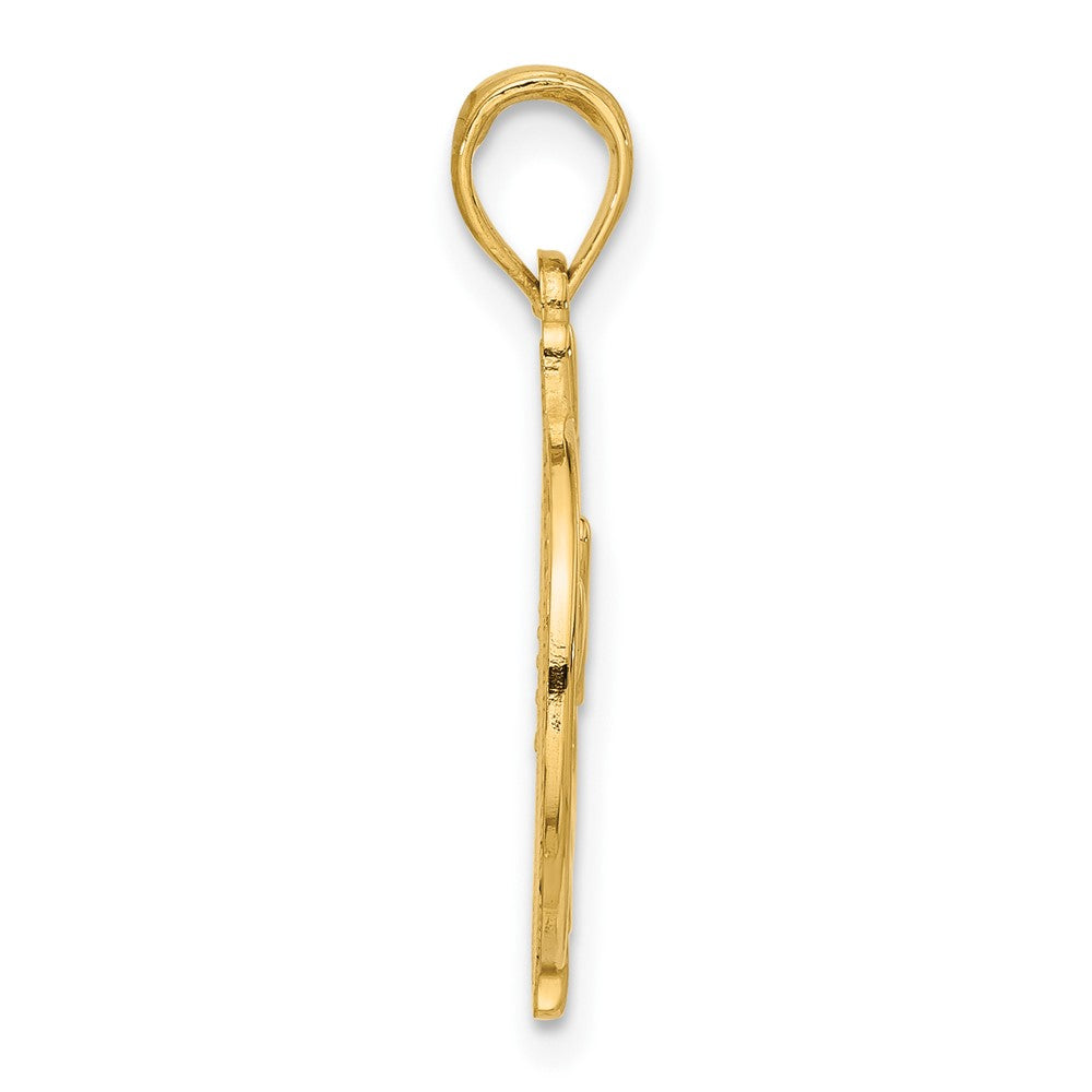 14k Polished Hand Gesture in Circle Charm
