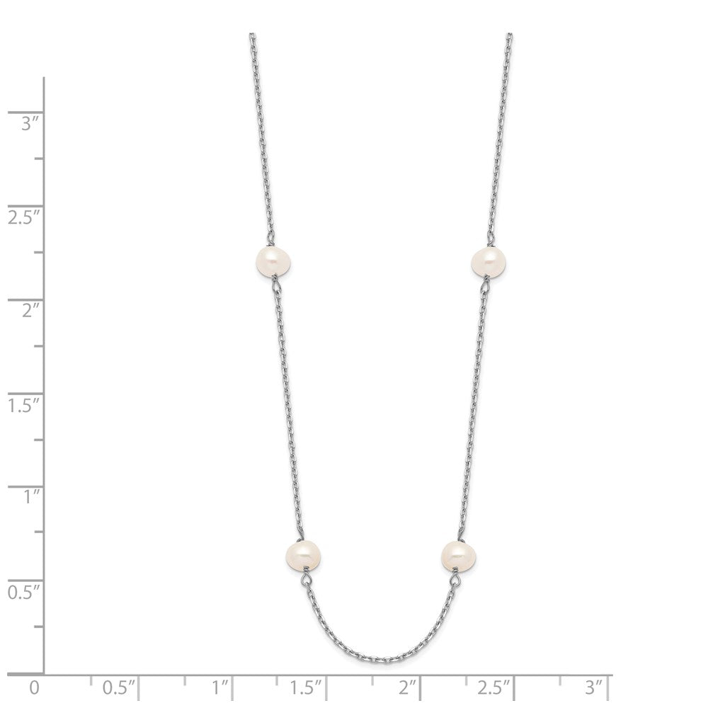14k White Gold 4-5mm White Near-Round Freshwater Cultured Pearl 8-Station 16 inch Necklace