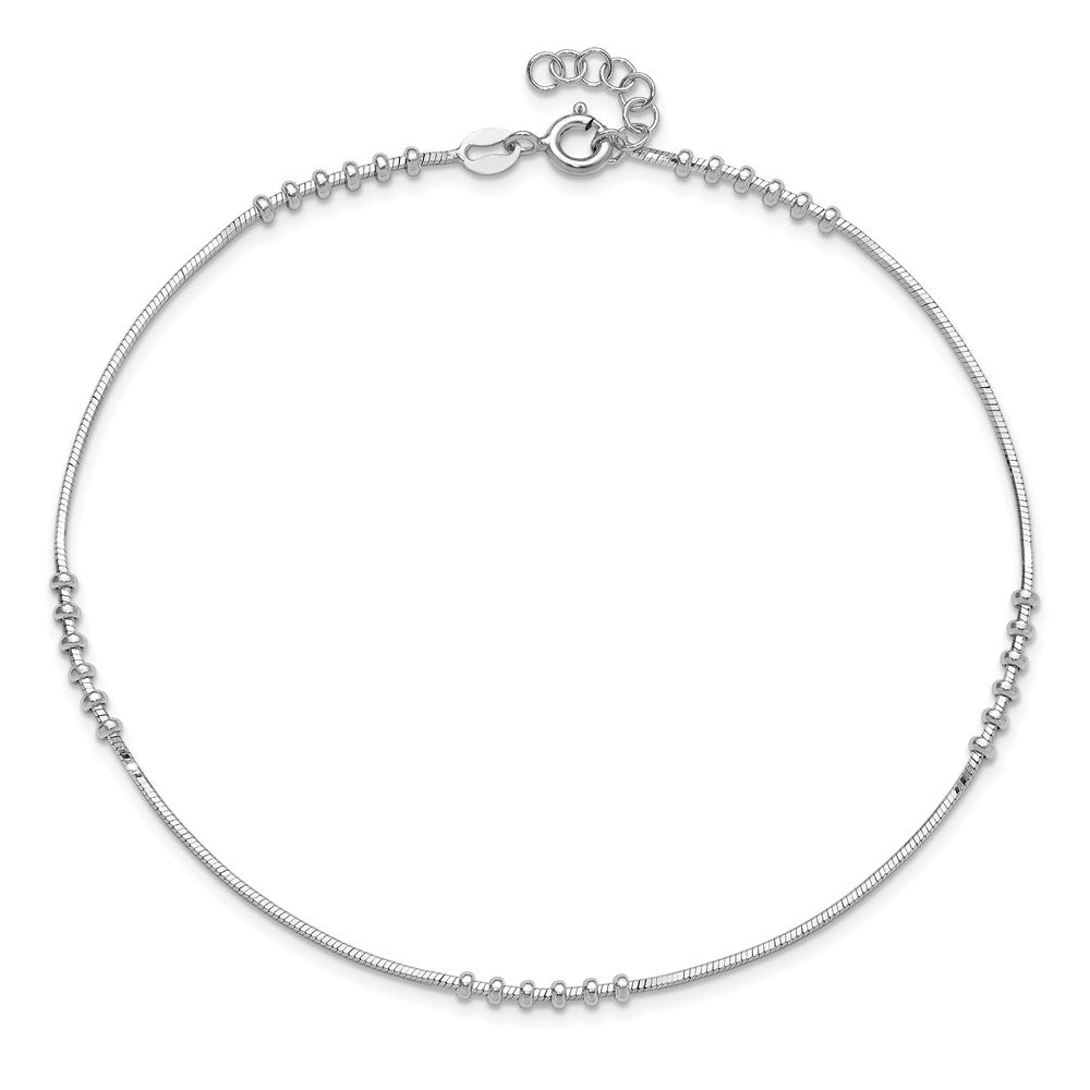 Sterling Silver Rhodium-plated Polished w/.5in extension Anklet 10 inches