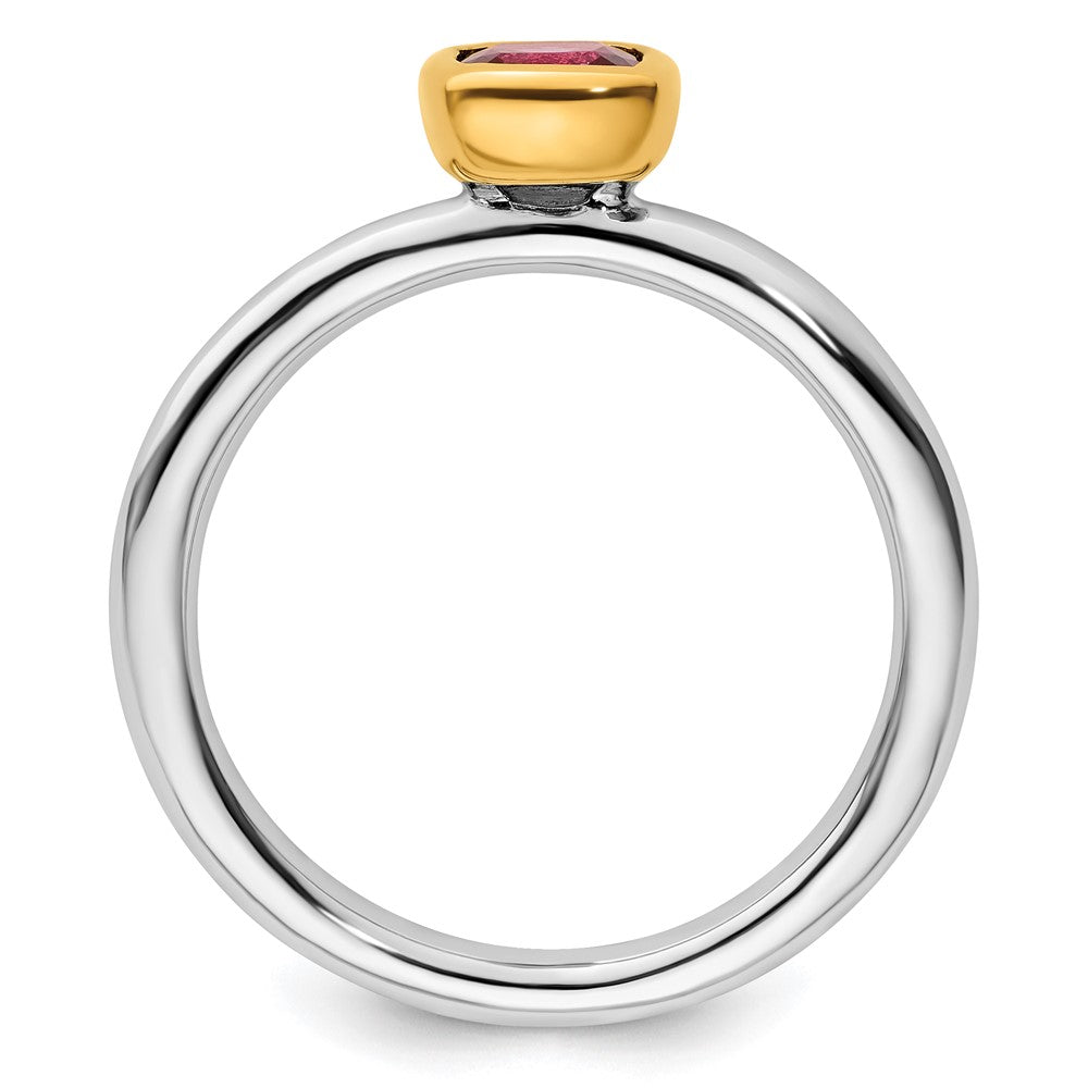 Sterling Silver Stackable Expressions w/Gold-plated P.Tourmaline Ring Size -6