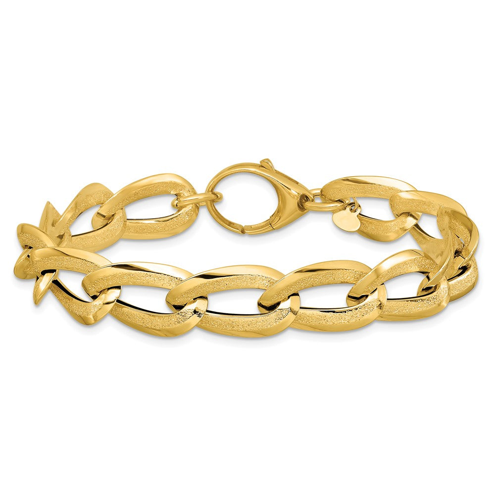 14K Polished and Laser-cut Fancy Oval Link Bracelet 7.75  inches