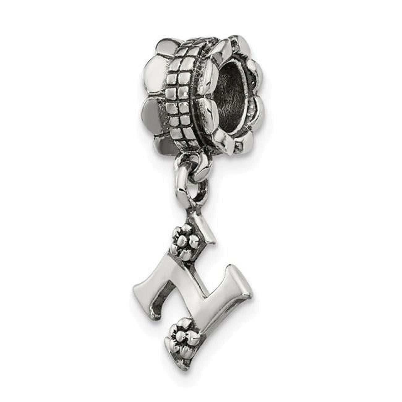 925 Sterling Silver Polished Artisan Oxidized Reflections Letter Name Personalized Monogram Initial H Dangle Bead Charm
