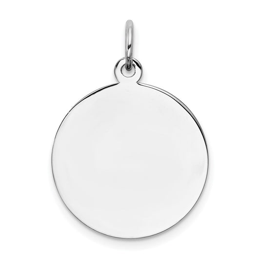 Sterling Silver Rh-plt Engraveable Round Polished Front/Back Disc Charm