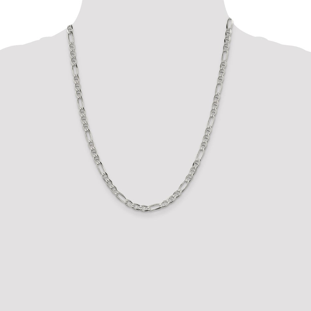 Sterling Silver 4.5mm Figaro Anchor Chain 22 Inches