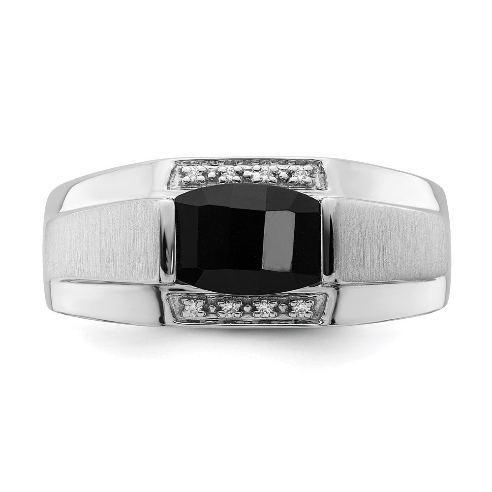 Sterling Silver Onyx & Diamond Ring Rd 8- .005ct- Stone:A Dia:S33