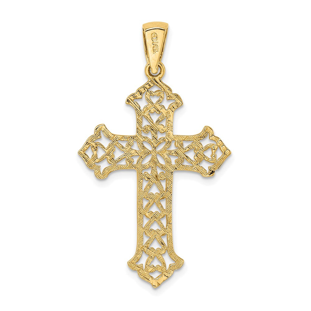 14K Cut-out Budded Cross Charm