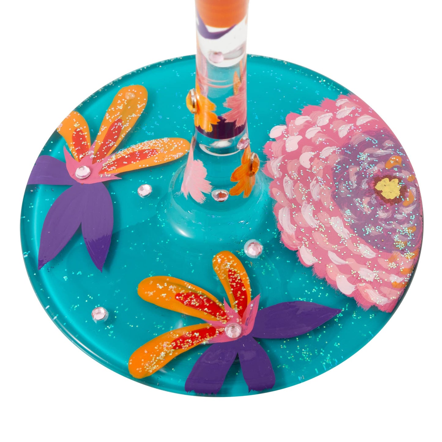 Lolita Funky Florals Wine Glass 9 in H