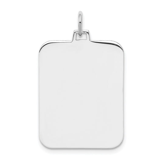 Sterling Silver Rhod-plate Eng. Rect. Polish Front/Satin Back Disc Charm