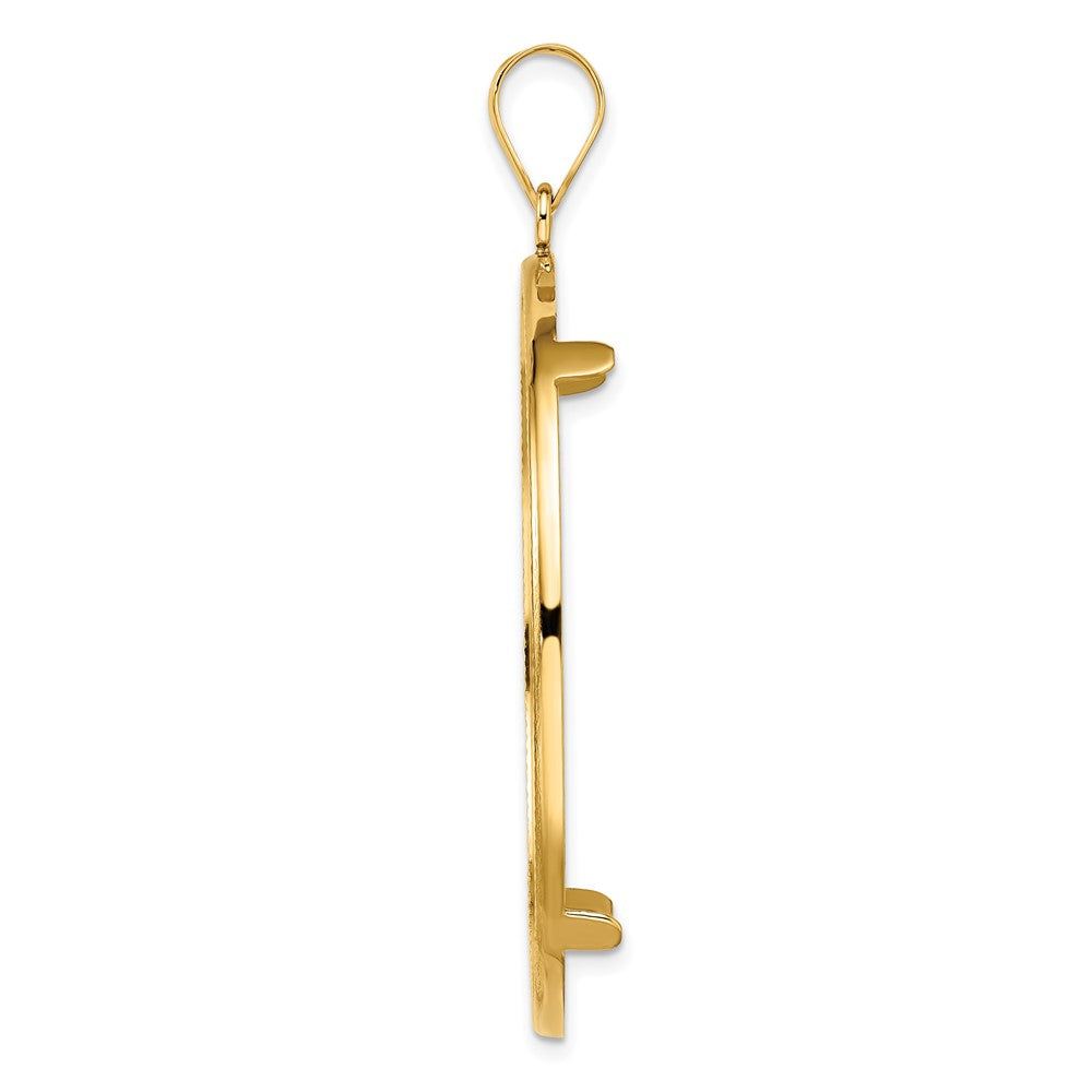 Wideband Distinguished Coin Jewelry 14k Polished and Diamond-cut 38.1mm Prong Coin Bezel Pendant