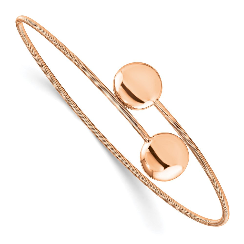 Sterling Silver Rose-Gold-plated Polished Wire Flexible Bangle