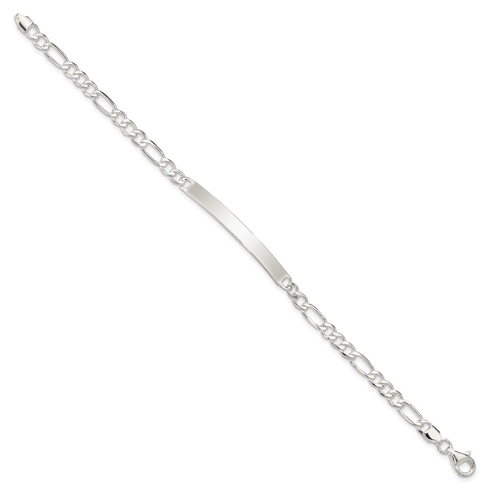 Sterling Silver Figaro Link ID Bracelet 7.5 inches