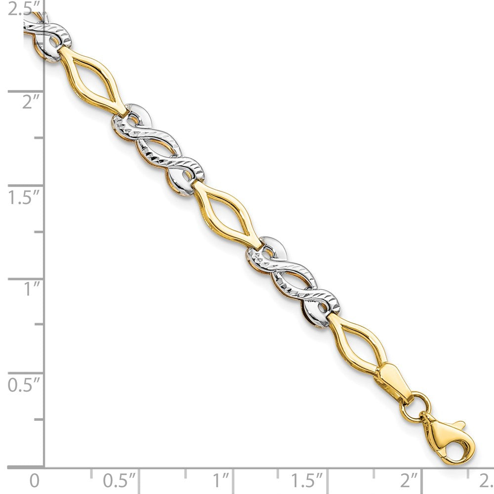 10K Two-tone Polished D/C Bracelet 7.5  inches