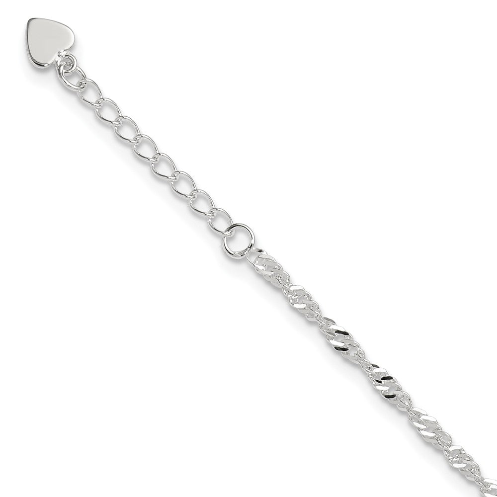 Sterling Silver D/C  Polished 9in Including a 1in Ext. Anklet 9 inches