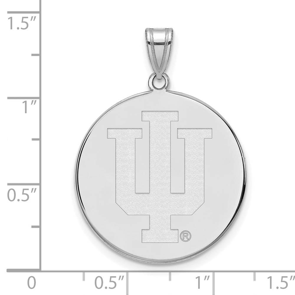 Sterling Silver Rhodium-plated LogoArt Indiana University I-U Extra Large Disc Pendant QSS070IU