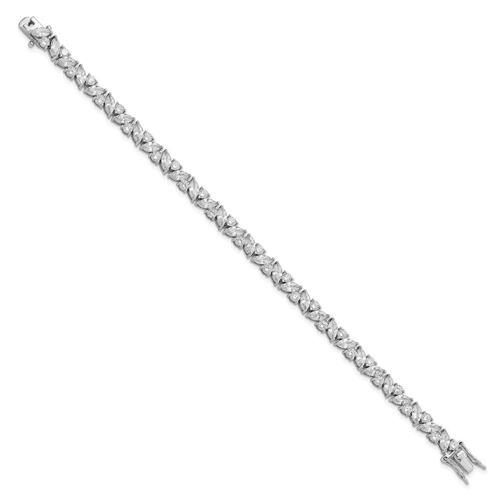 Cheryl M Sterling Silver Rhodium-plated Fancy Brilliant-cut and Marquise-cut CZ 7.25 Inch Bracelet 7.25 inches