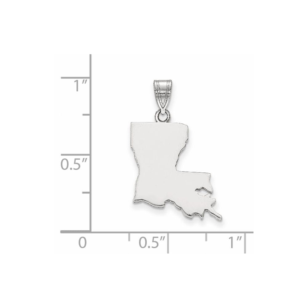 Sterling Silver/Rhodium-plated Louisiana State Pendant