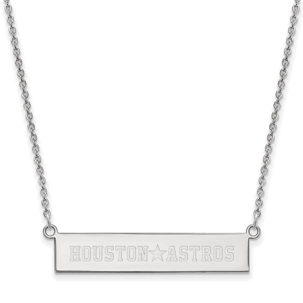 Sterling Silver Rhodium-plated Houston Astros Team Script Bar 18 inch Necklace