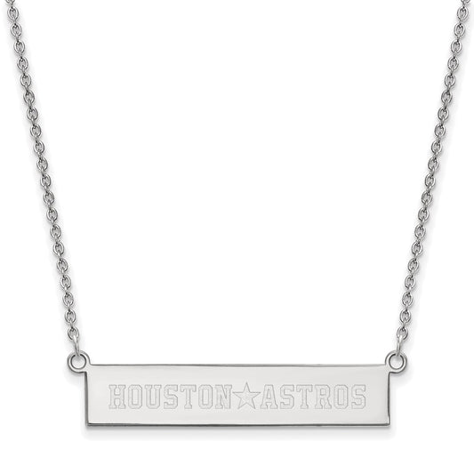 Sterling Silver Rhodium-plated Houston Astros Team Script Bar 18 inch Necklace