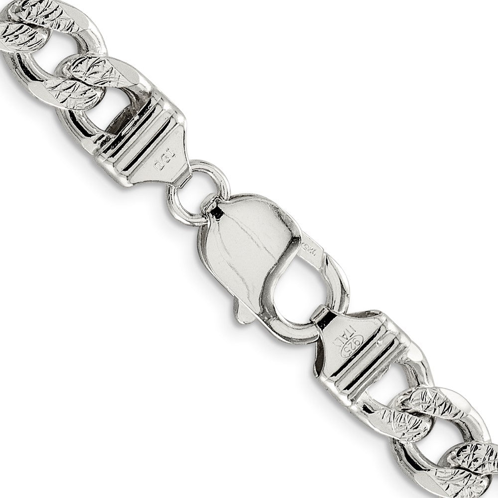 Sterling Silver 9.3mm Pav‚ Curb Chain 26 Inches