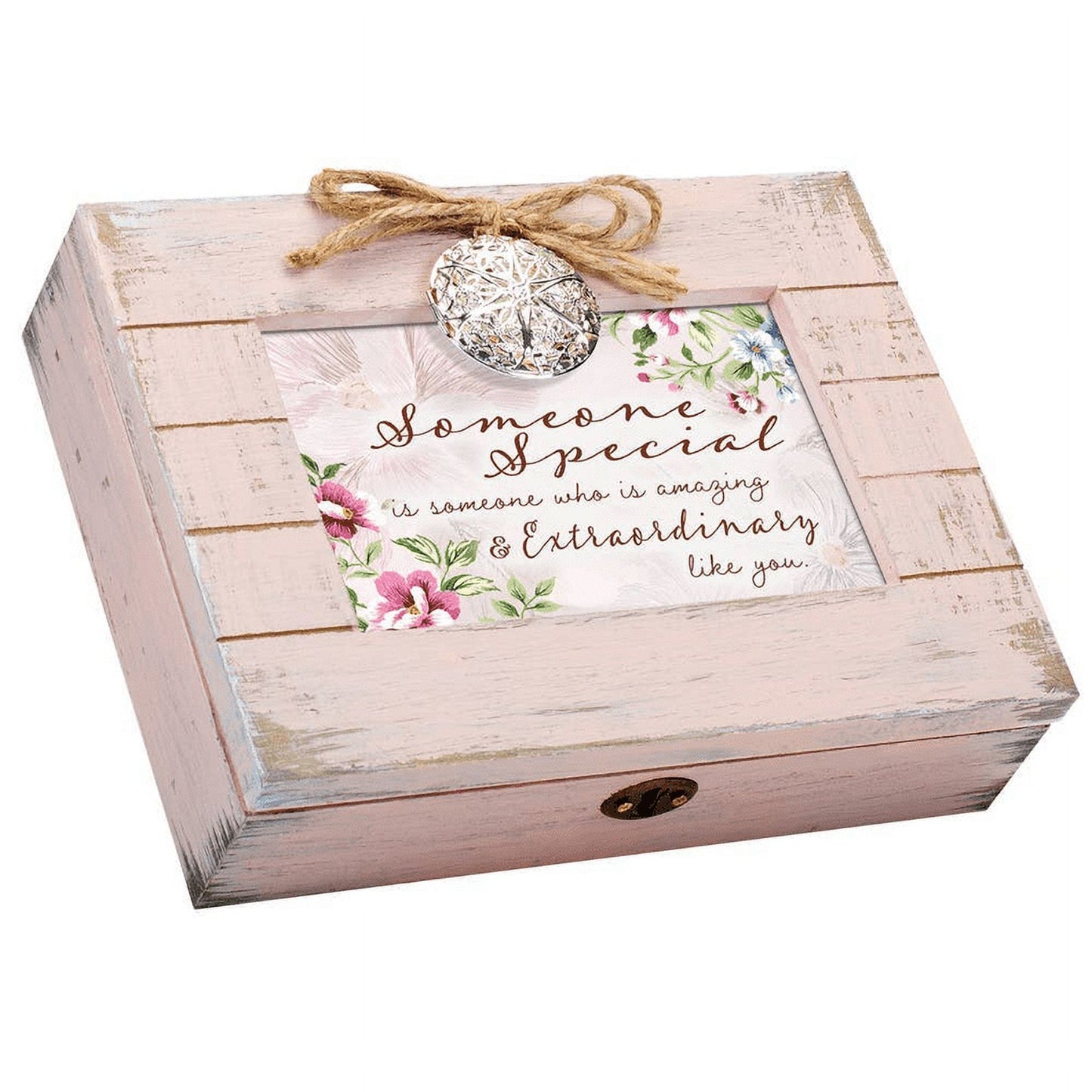 SOMEONE SPECIAL Sentiment Blush Distressed Wood with Locket Music Box : WONDERFUL WORLD Q-GM22867
