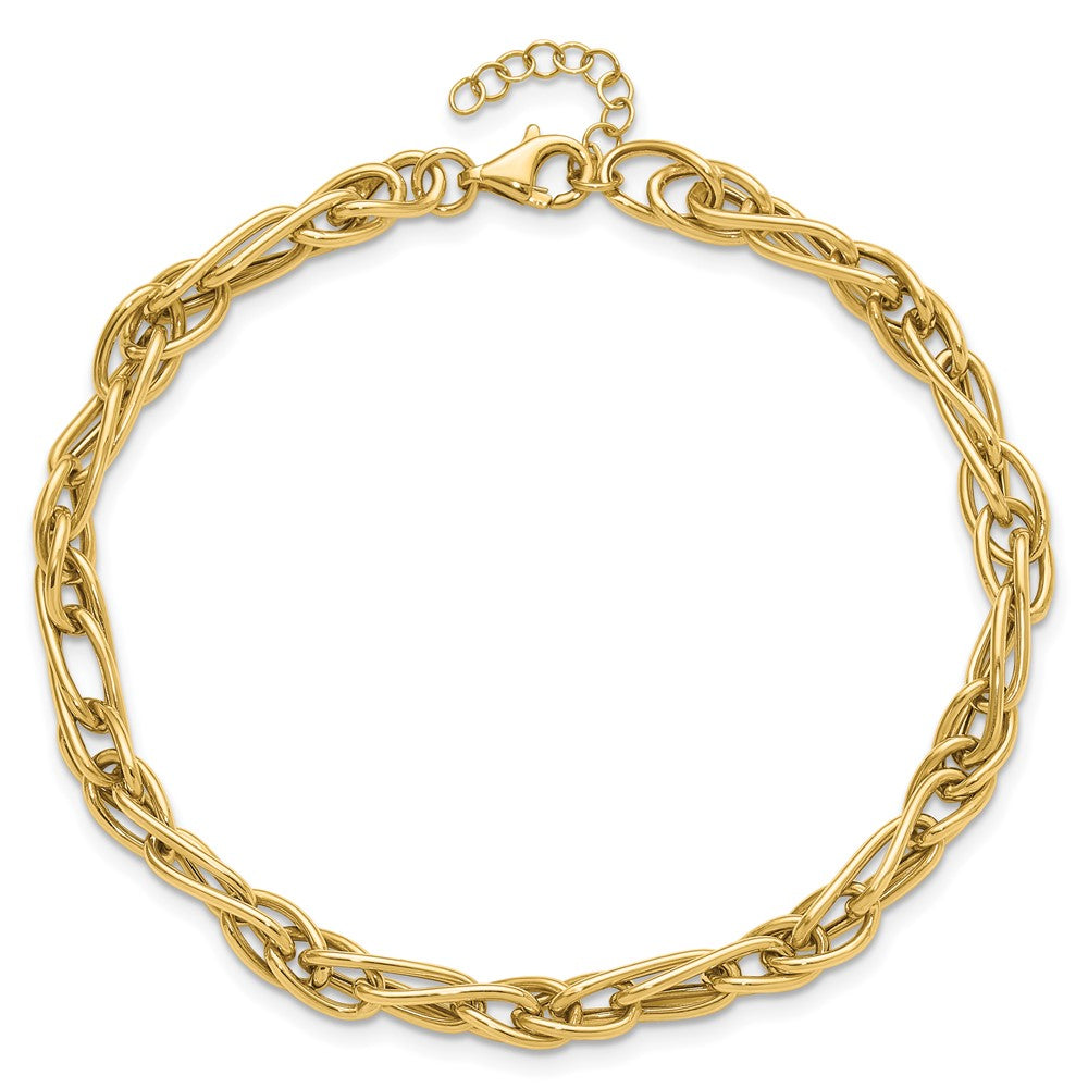 10K Polished Fancy Link w/1in ext. Bracelet 8.5  inches