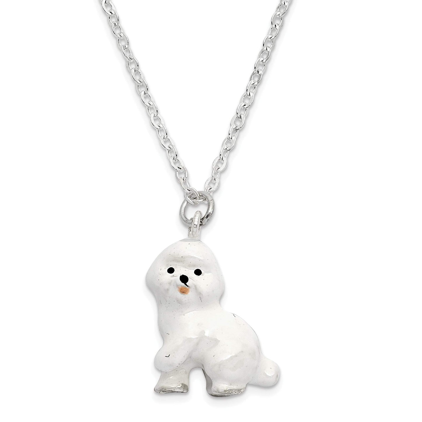 Bejeweled White Bichon Frise Dog Trinket Box with Charm Pendant