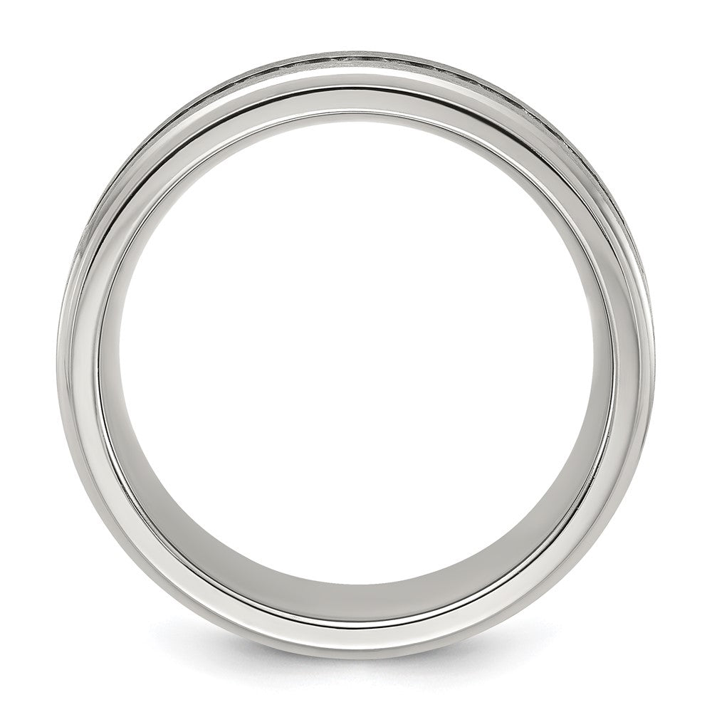 Chisel Titanium Polished with Brushed Center and CZ 7mm Band Size - 10