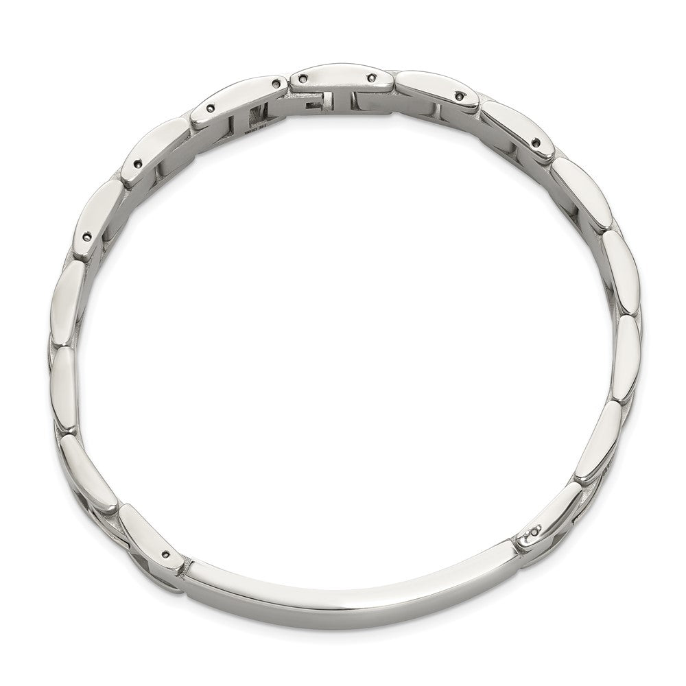 Chisel Stainless Steel Brushed and Polished with Diamond-cut 14K Gold Accent 8.5 inch ID Link Bracelet 8.5 inches