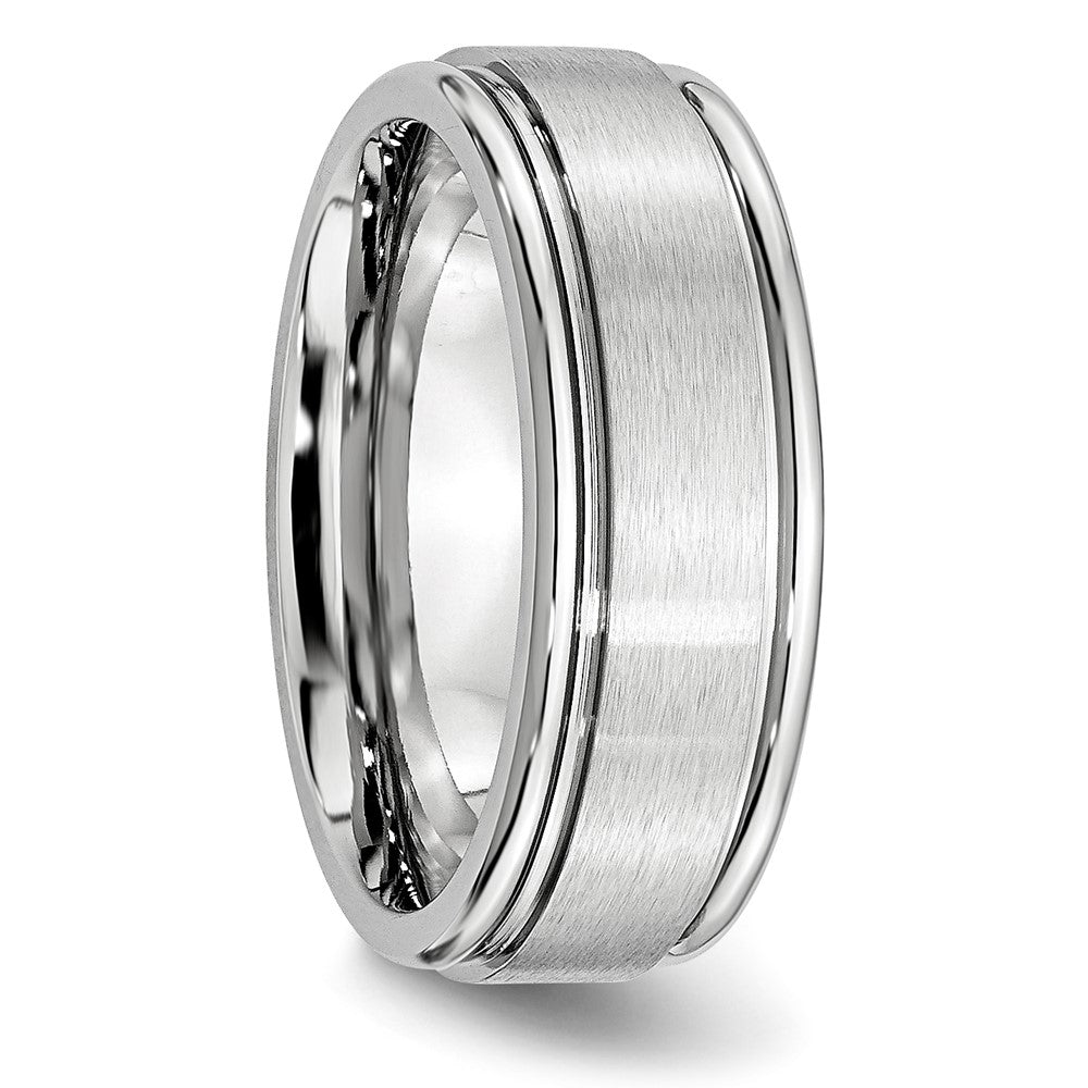 Cobalt Satin and Polished Ridged Edge 8mm Band Size - 9