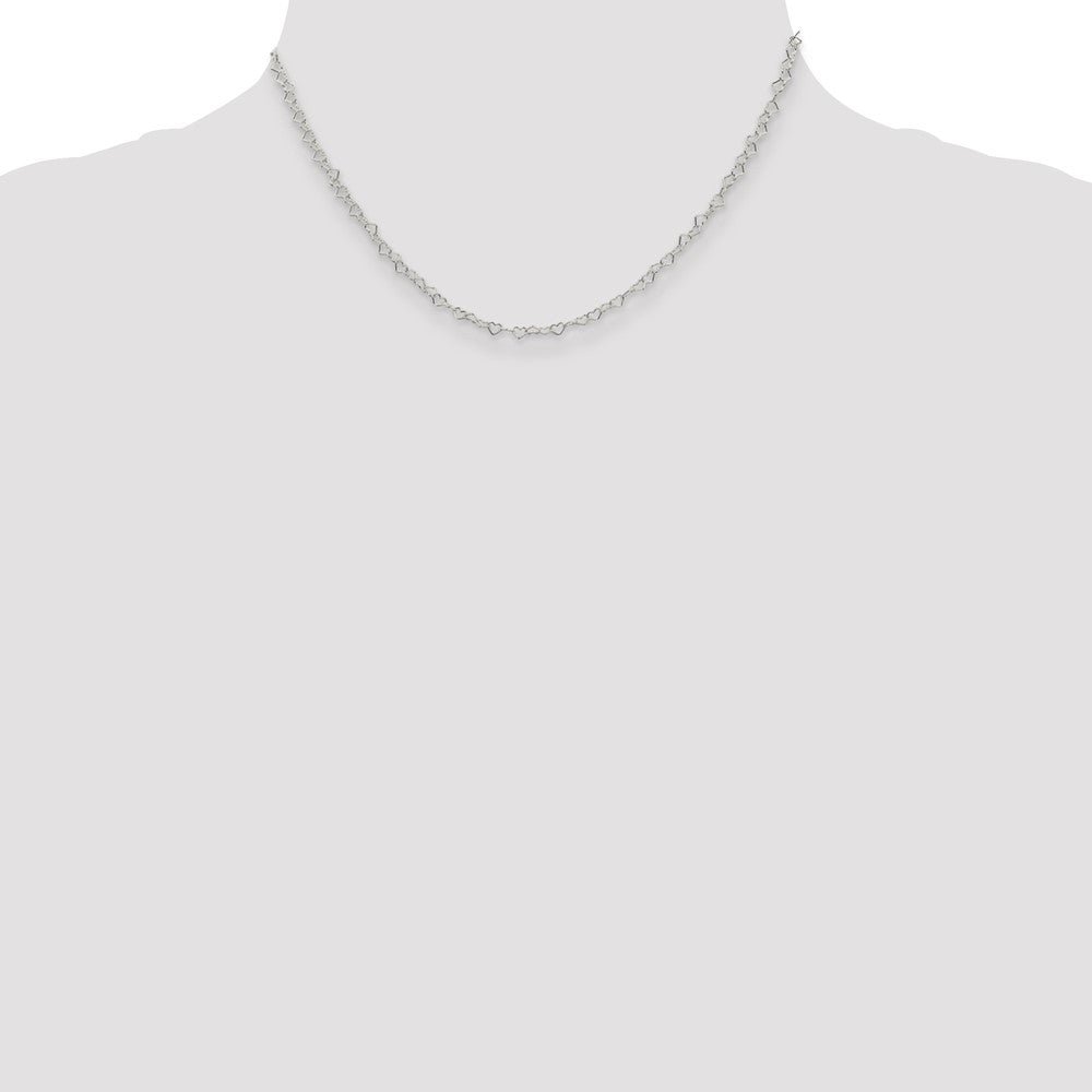 Sterling Silver 3.5mm Fancy Heart Link Chain 16 Inches