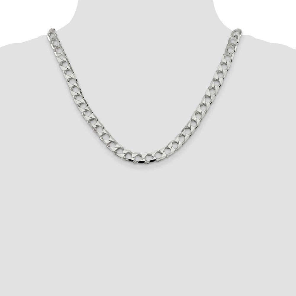 Sterling Silver 8.6mm D/C Square Curb Chain 20 Inches