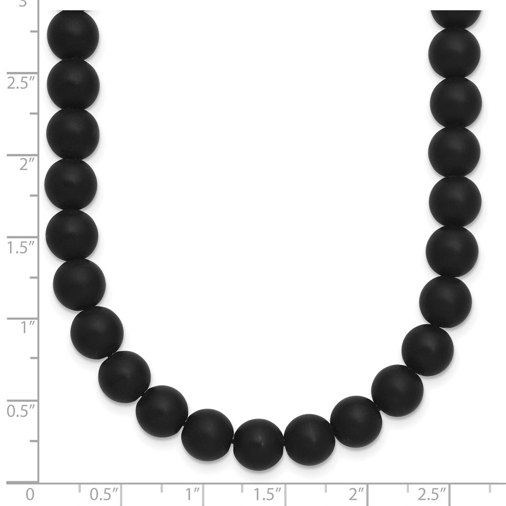 Stainless Steel Brushed Black Agate Antiqued Clasp 27in Necklace