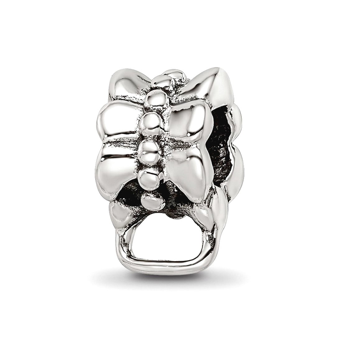 925 Sterling Silver Polished Artisan Oxidized Reflections Loop Click on Bead Charm 7.27x6.36mm Wide Pendant Necklace for