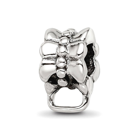 925 Sterling Silver Polished Artisan Oxidized Reflections Loop Click on Bead Charm 7.27x6.36mm Wide Pendant Necklace for