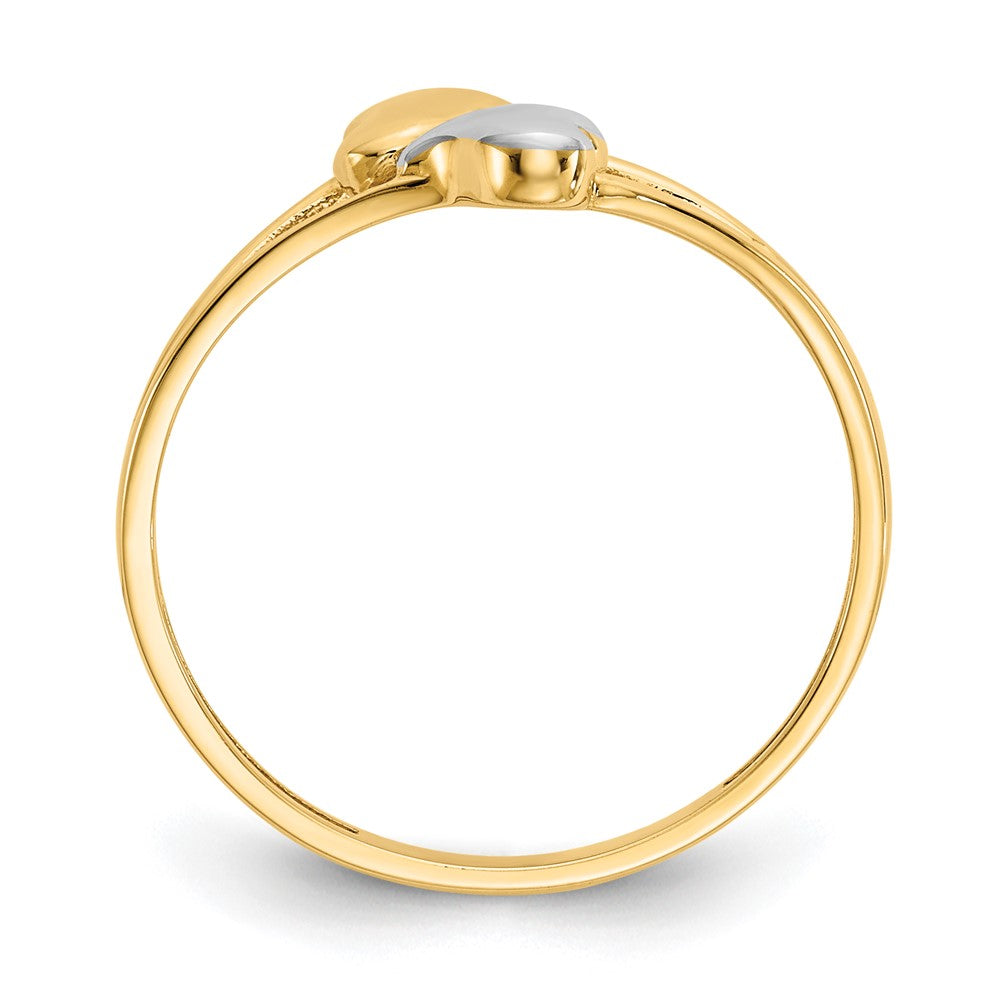 14k with Rhodium Double Heart Ring Size 7